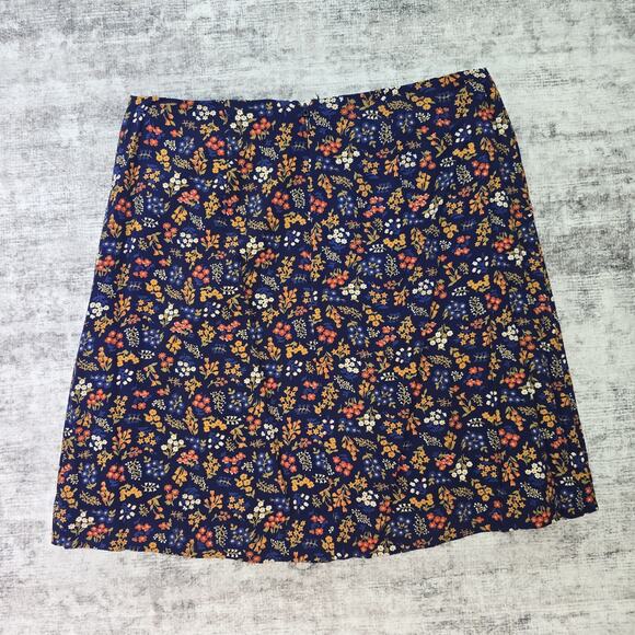 Madewell Skirt Womens 0 Blue Floral Button Front A Line Lined Fall Viscose Cute - Picture 2 of 12